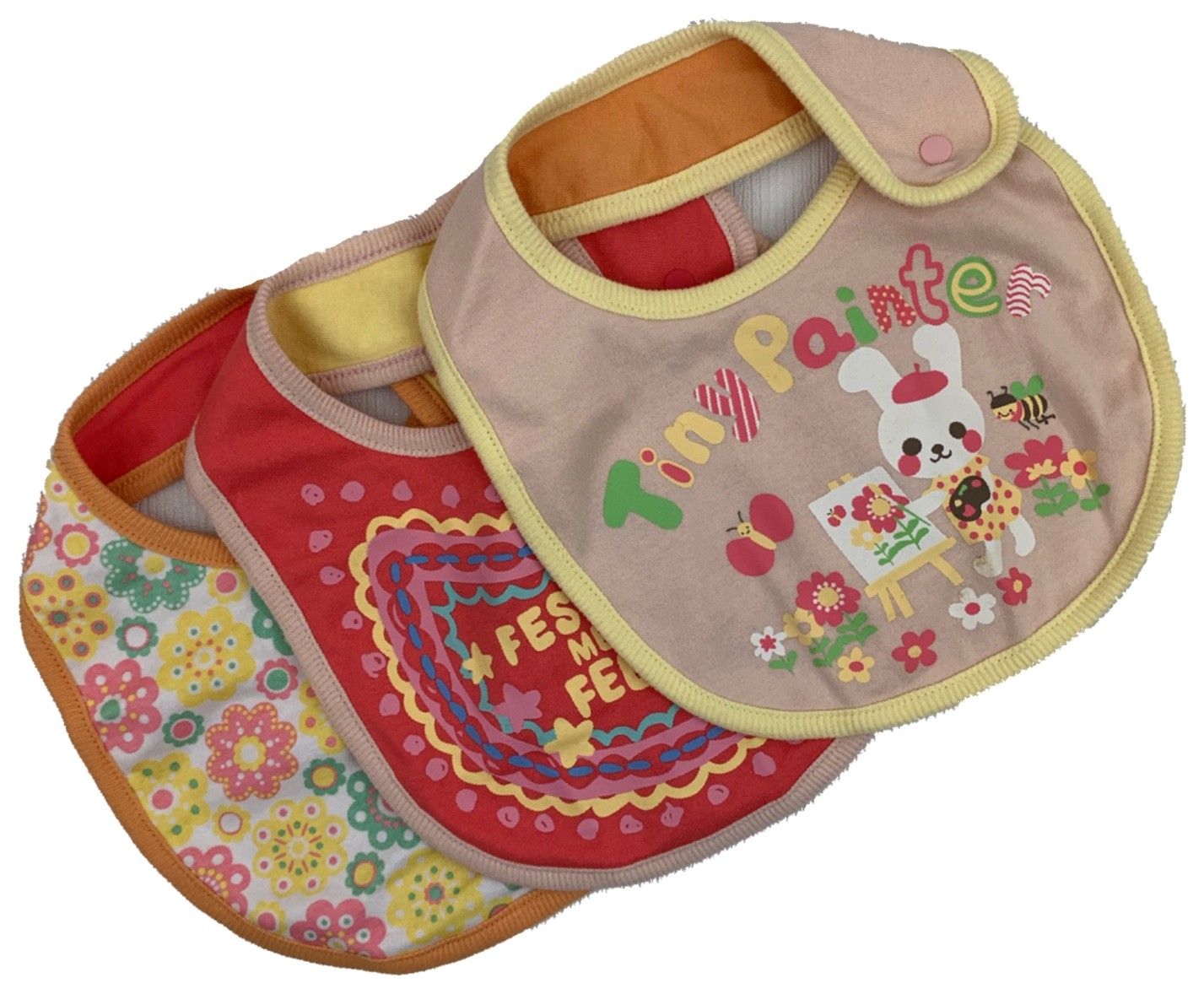 【小天使0】日本帶回 Baby圍兜3件組 小兔款